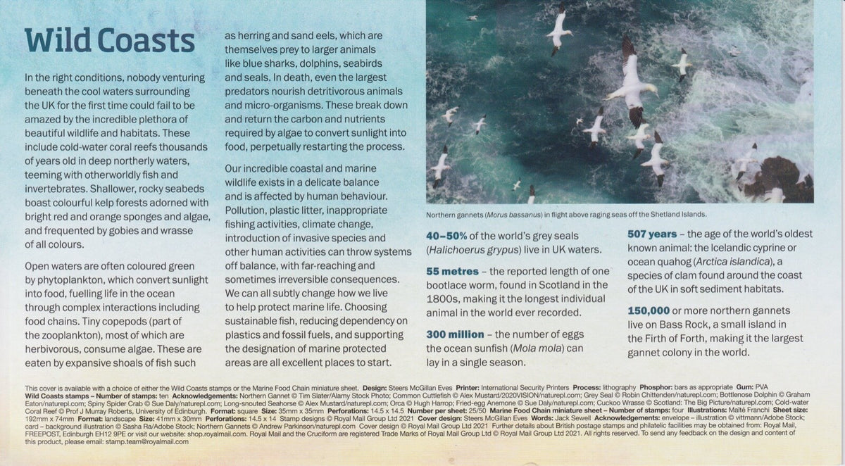 GB 2021  Wild Coasts Retail Stamp Booklet FDC - SG-PM81