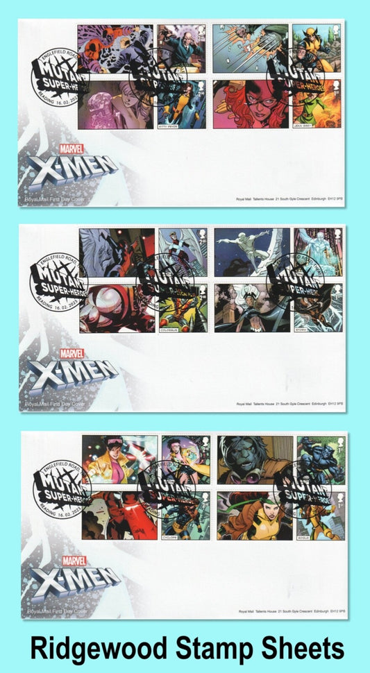 GB 2023 - X-Men Generic Smilers/Collector Sheet - Set of 3 FDC's  SG-LS149/GS151