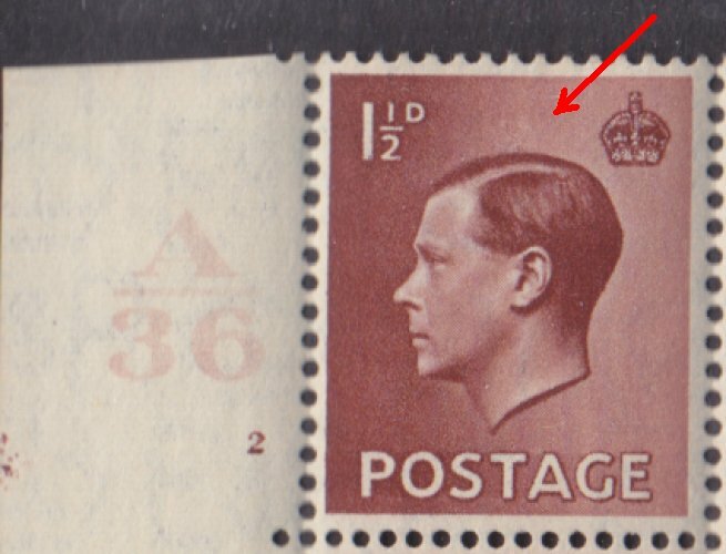 GB 1937 - Kind Edward VIII A36 Cyl. 2 Cylinder Block with retouched hair flaw