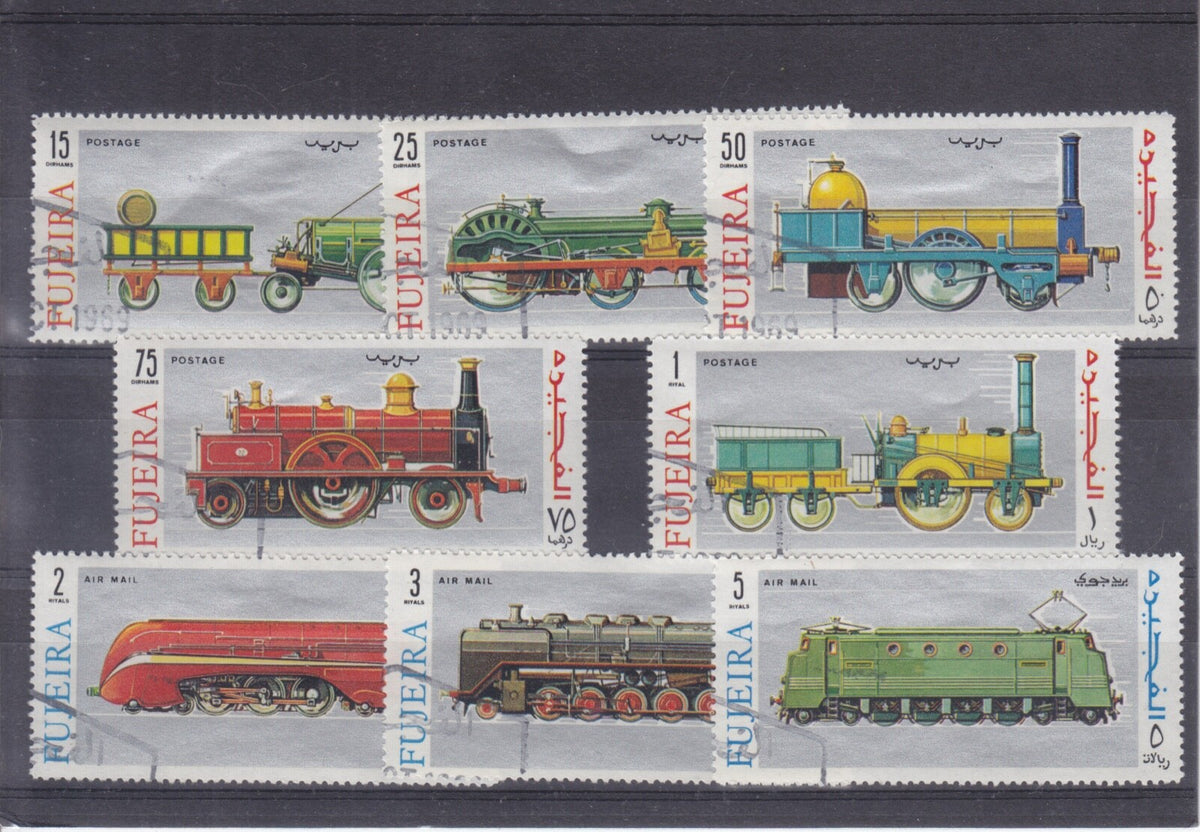 Fujeira 1969 Locomotives, Trains Complete Set, Mint Hinged, Cancelled to Order