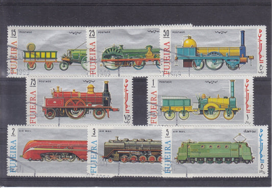 Fujeira 1969 Locomotives, Trains Complete Set, Mint Hinged, Cancelled to Order