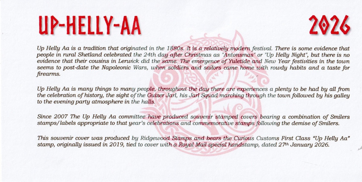 2026 Up-Helly-Aa :  Curious Customs + special hand-stamp cover 27-01-26