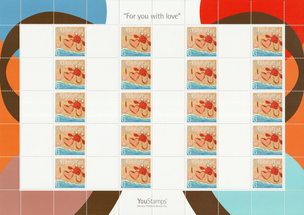 2007 Gibraltar - YouStamps© Stamp Sheet "For You With Love" - Blank Labels MNH