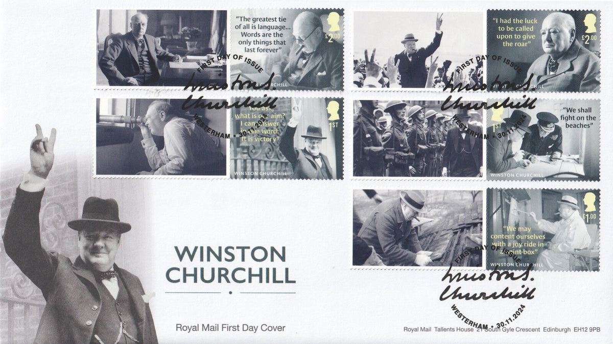 GB 2024  Winston Churchill  Smilers / Collector Sheet - FDC x 2 - Westerham SHS
