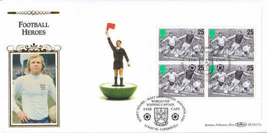 GB 1996 Football Heroes Prestige Booklet Pane FDC