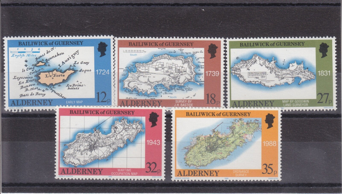 Alderney 1989 - Bastide's Survey Of Alderney - SG37-41 MNH