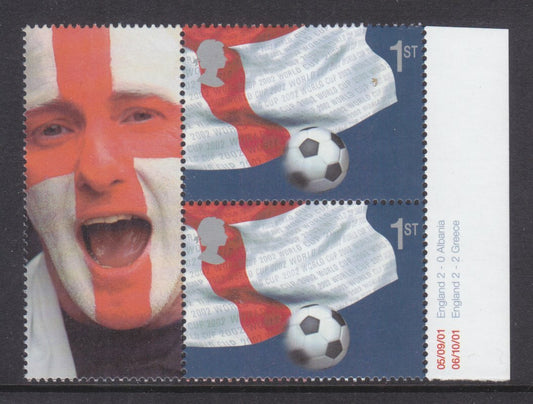 GB 2002 - World Cup Smilers (Litho Questa) Ex-LS8 - MNH Pair with labels