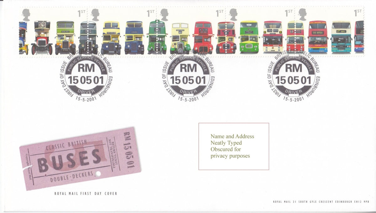 GB 2001 - Buses - FDC