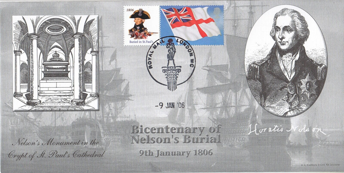 2006 - Bi-Centenary of Nelson's Burial - Bradbury Limited Edition Smilers Cover