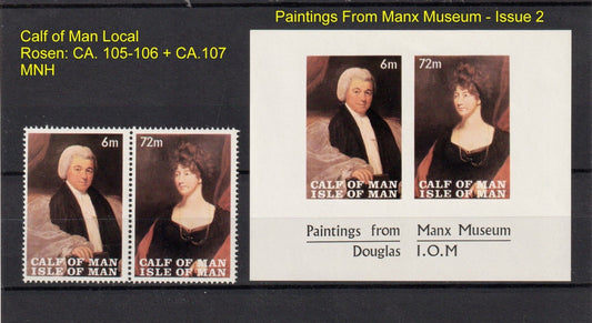Calf of Man: Manx Museum Paintings Issue 2  CA.105-106 + CA.107 MS MNH