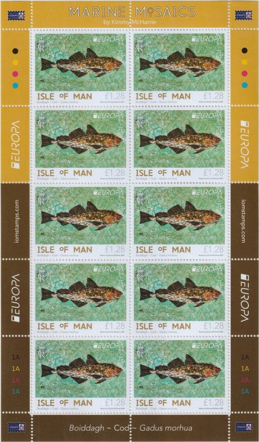 2024 Isle of Man - £1.28 Marine Mosaics Europa Sheet, MNH