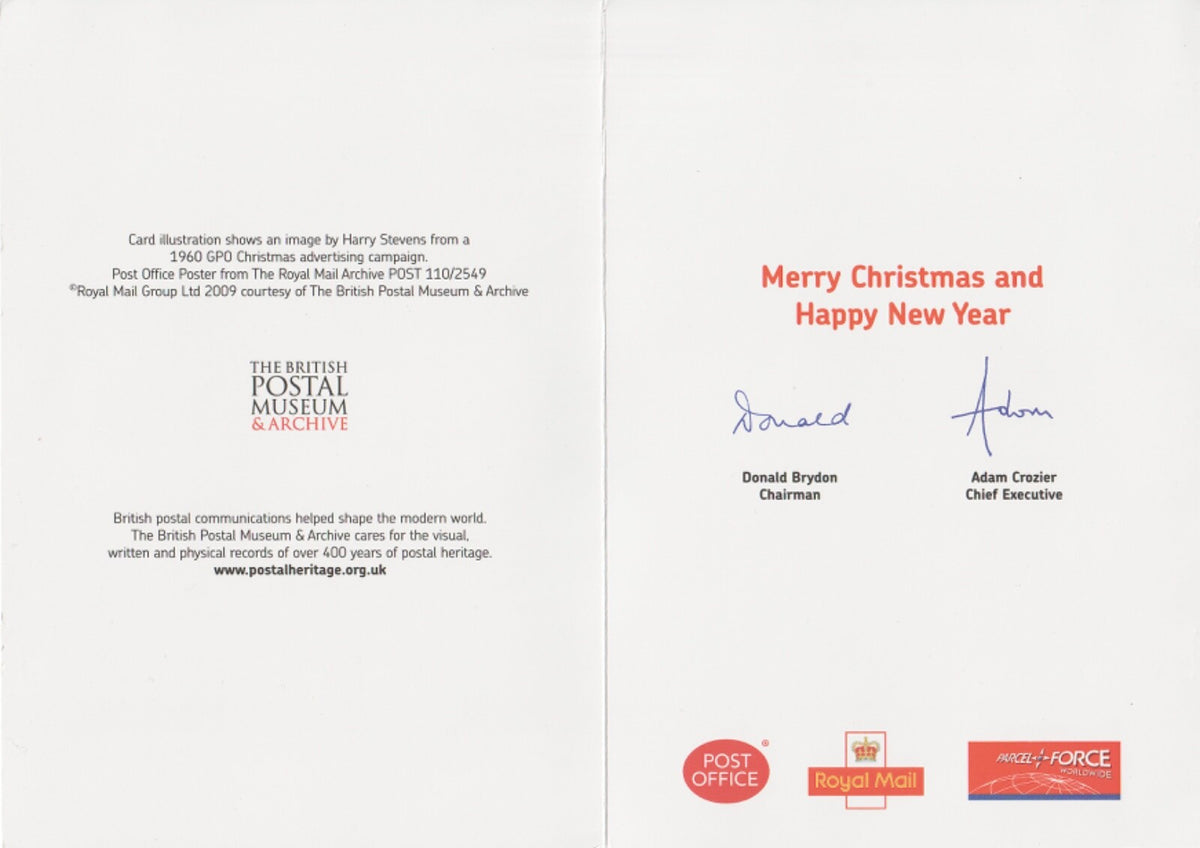 GB - Royal Mail 2009 Staff Christmas Card with 50 x 1st Xmas - Matrix Intact
