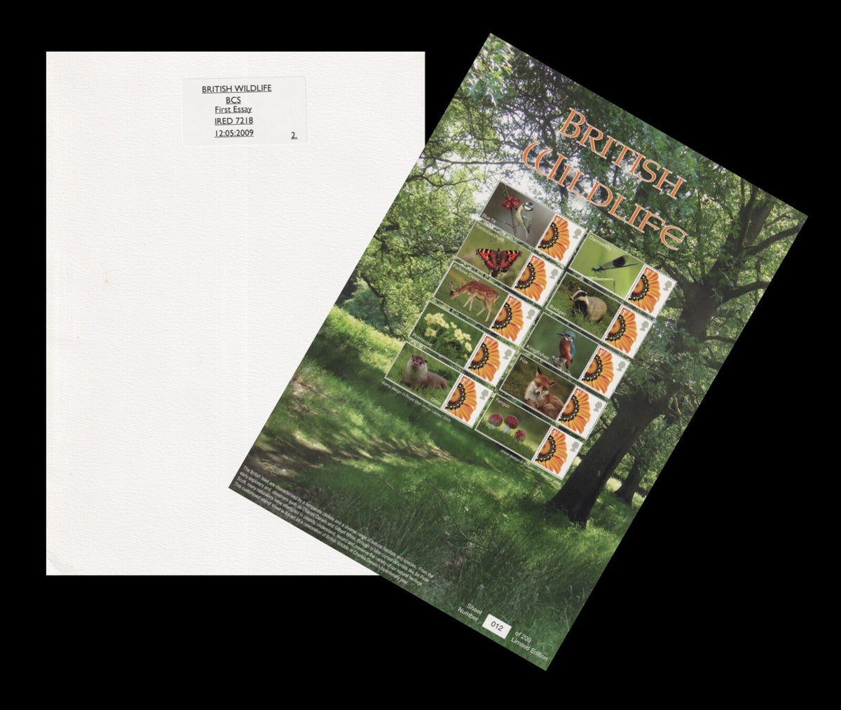 2009 GB British Wildlife Smilers - RM Proof Sheet + folder and covering letter