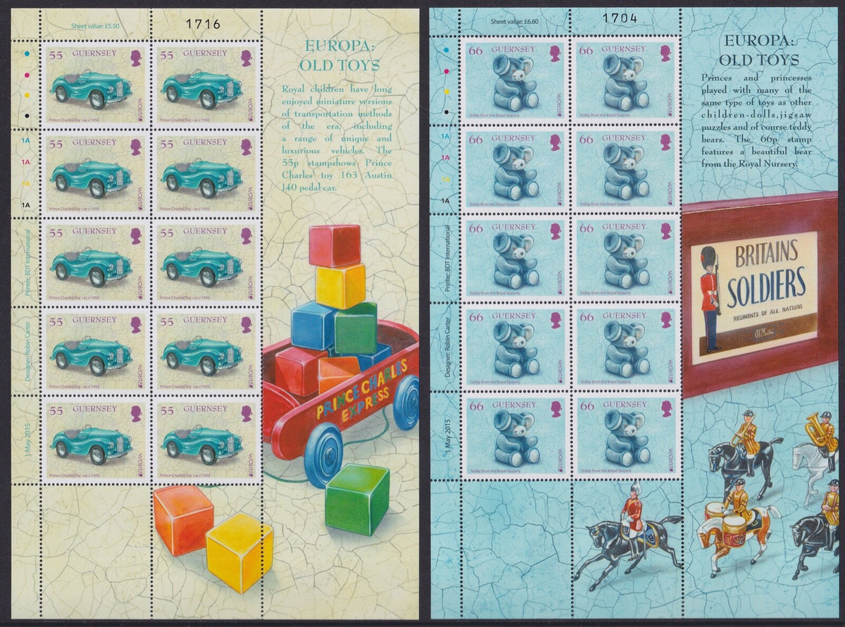 Guernsey 2015 -  Old Toys - Europa Sheets - SG-1558a/1559a - MNH