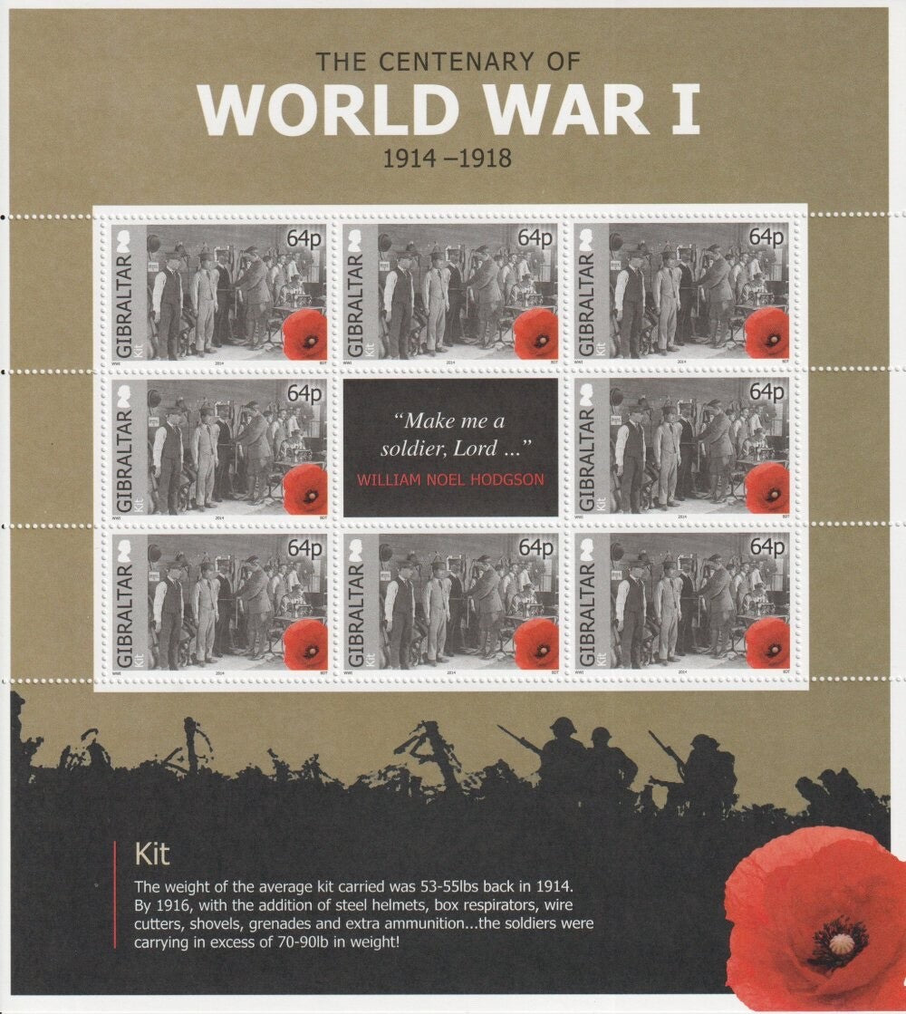 Gibraltar 2014 Centenary Of World War 1 (1st Issue)  SG 1565 - 1570 - MNH/UMM