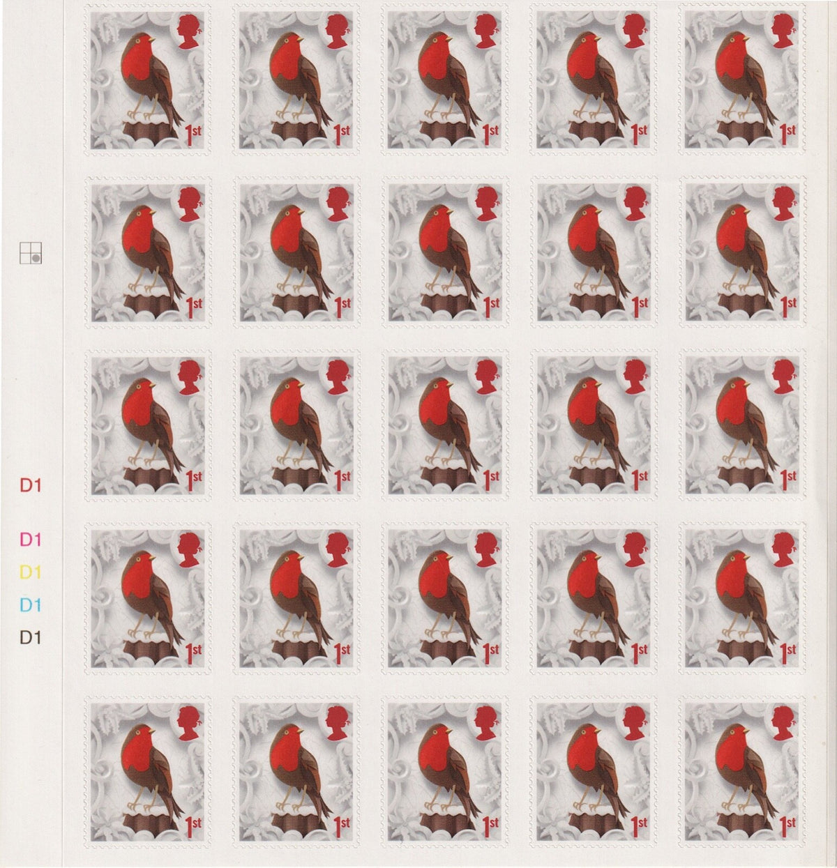 GB - Royal Mail 2016 Staff Christmas Card with 25 x 1st Xmas - Matrix Intact