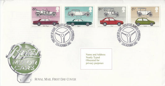 GB 1982 - British Motor Cars - Royal Mail FDC