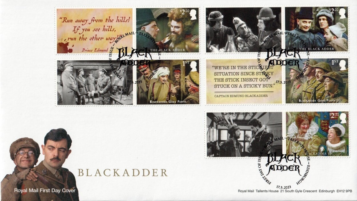 GB 2023 - Blackadder Smilers/Collector Sheet - Set of 2 FDC's  SG-LS150/GS152