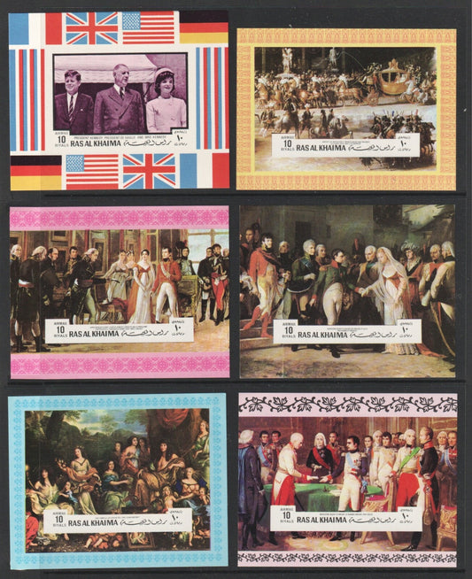 1970 Ras Al Khaimah History of France 6 Sheets - Mi. K95B to P95B - IMPERF - MNH
