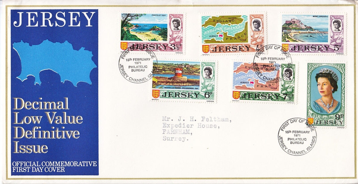 Jersey 1971 - Low Value Definitives - FDC