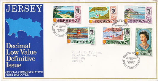 Jersey 1971 - Low Value Definitives - FDC